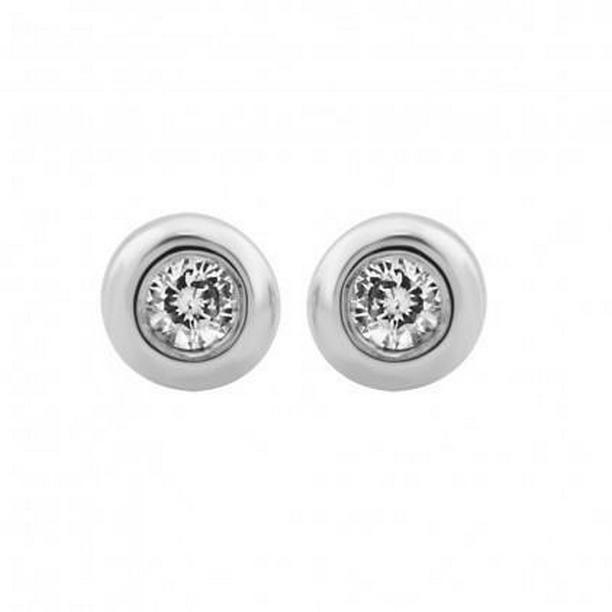41794 0.6 CT Small Round Diamond Stud Earring, 14K White Gold