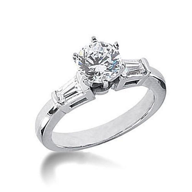 465 1.85 CT 14K White Gold Prong Set Diamond Three Stone Ring, Size 6.5