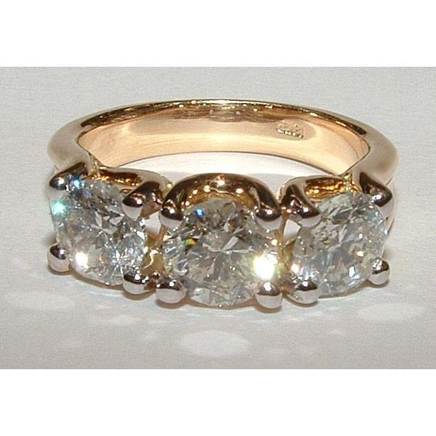 Picture of Harry Chad Enterprises 4720 3 CT Diamond 3 Stone Engagement Ring, 14K Yellow Gold - Size 6.5