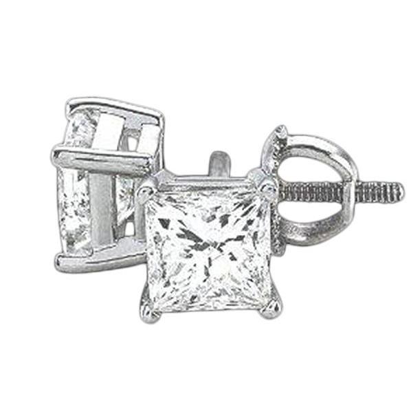 51323 2 CT Princess Pair Diamond Stud Earring, Gold