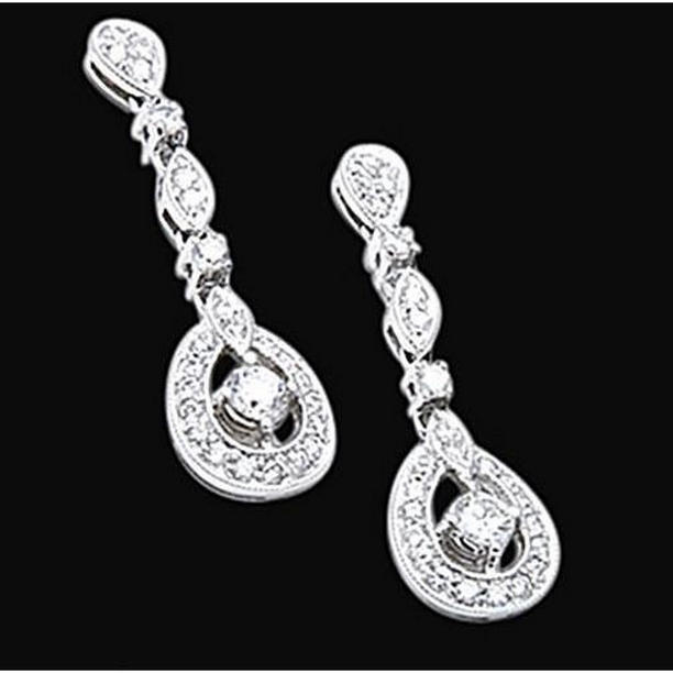 2.50 CT Chandelier Pair Beautiful Diamond Earring, 14K White Gold