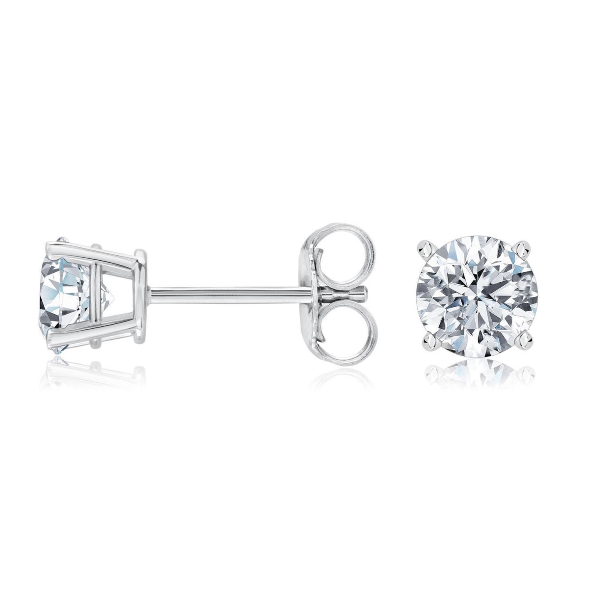 51416 2 CT Round Shaped Diamond Womens Stud Earring, 14K White Gold