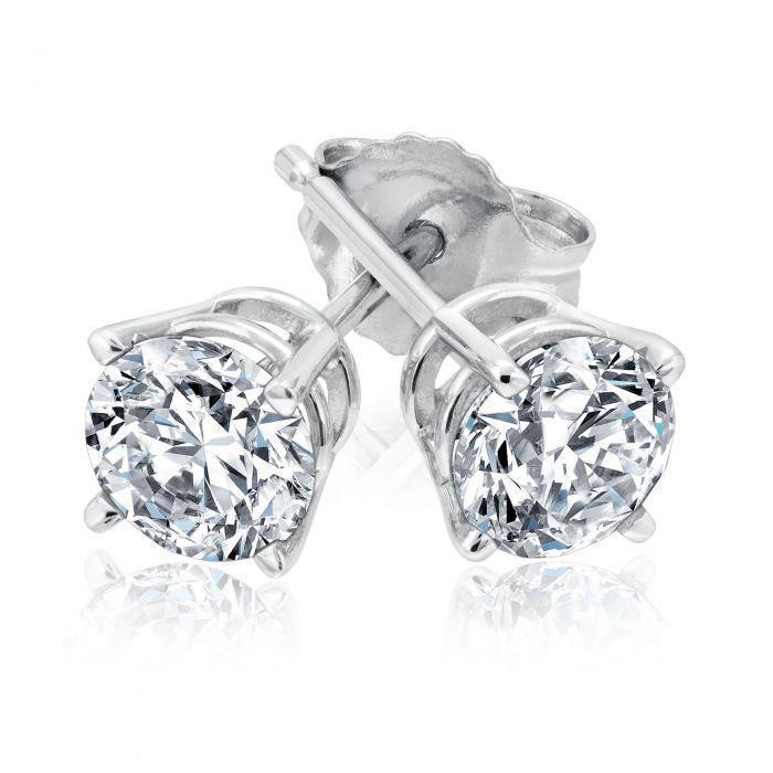 51419 2 CT Gorgeous Round Diamond Womens Stud Fine Earrings, 14K White Gold