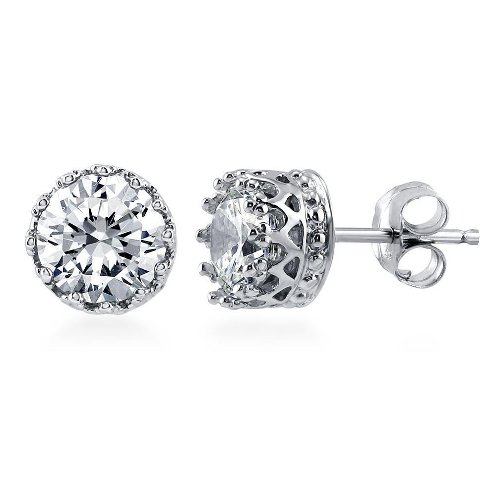 51425 2 CT Sparkling Round Cut Diamond Stud Earring, 14K White Gold