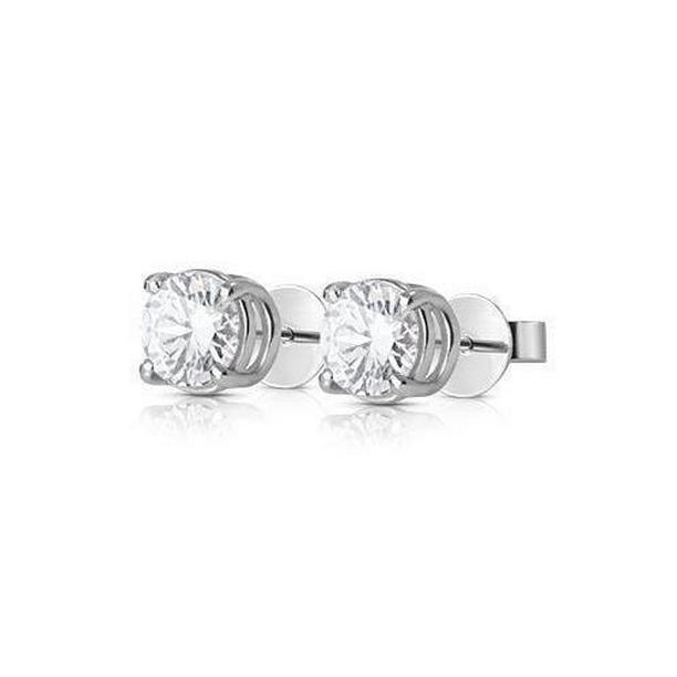 53921 1.30 CT Round Diamond Stud Earring, 14K White Gold