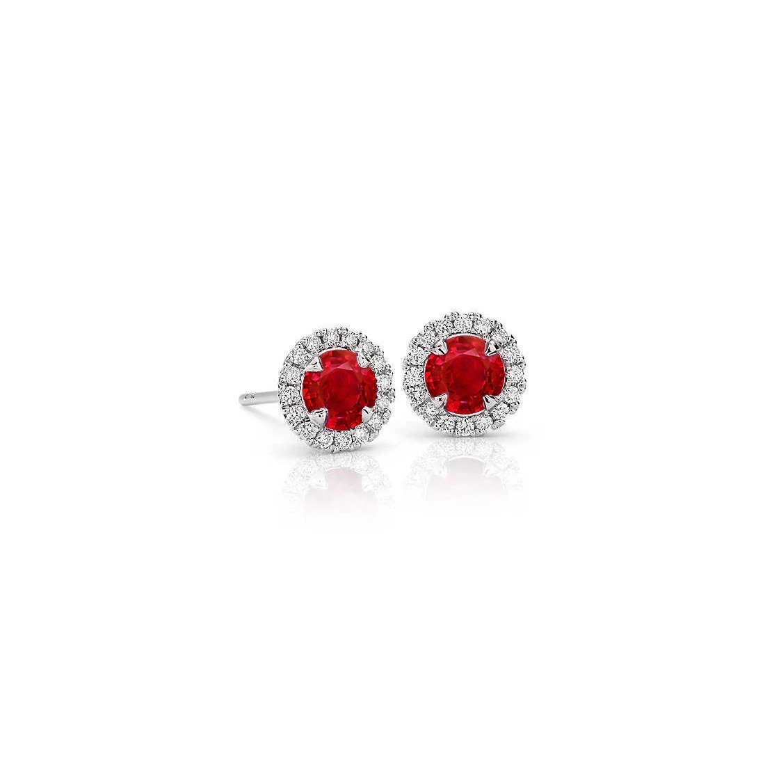 53939 Halo White Gold Round Cut 3.80 CT Ruby with Diamonds Stud Earrings -  Harry Chad Enterprises