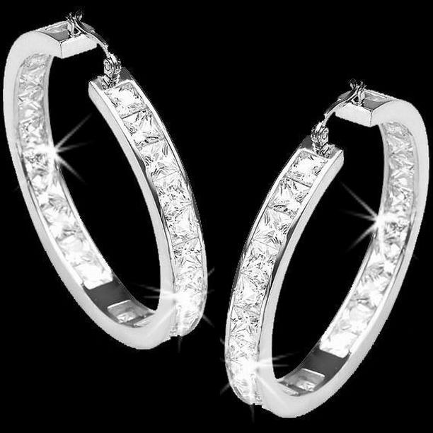 54002 6.00 CT Sparkling Princess Cut Diamonds Lady Hoop Earrings, White Gold -  Harry Chad Enterprises