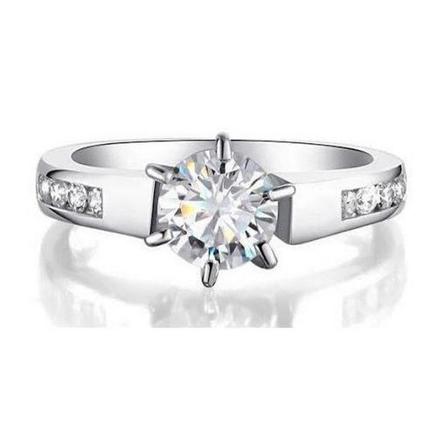 56318 Diamonds 2 CT Engagement Ring with Accents, 14K White Gold - Size 6.5