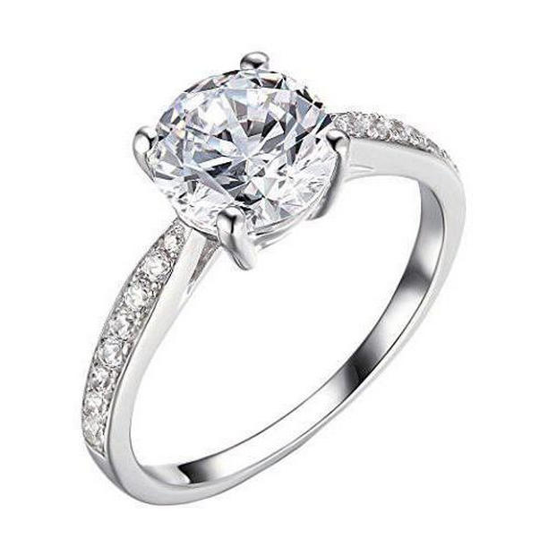 56325 Sparkling 1.75 CT Diamonds Anniversary Ring, 14K White Gold - Size 6.5