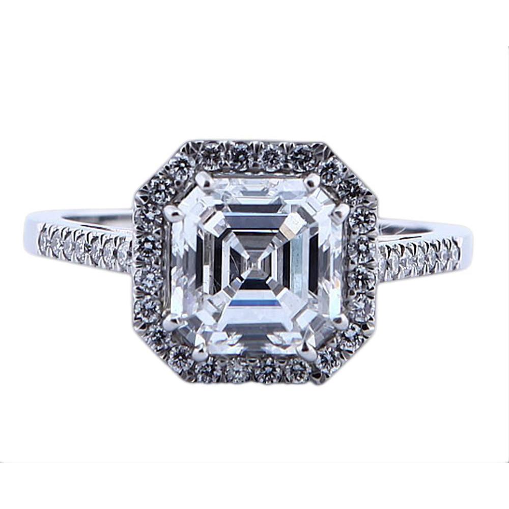 Picture of Harry Chad Enterprises 5633 Asscher Center Diamond 2.01 CT Halo Engagement Ring, Size 6.5