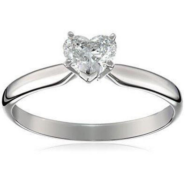56395 Heart Shape 1.25 CT Solitaire Diamond Wedding Ring, White Gold - Size 6.5
