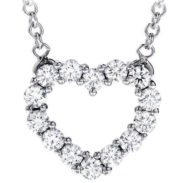 56407 Heart Shape 2.80 CT Round Cut Diamonds White Gold Pendant Necklace
