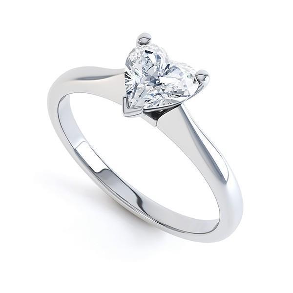 57226 Gorgeous Heart Shape 1.60 CT Solitaire Diamond Ring, 14K White Gold - Size 6.5