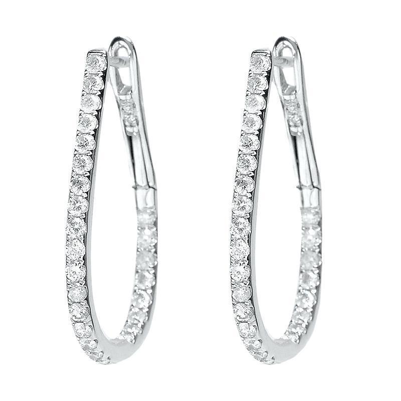 57286 Round Brilliant Cut 4.00 CT F Vvs1 Diamonds Hoop Earrings