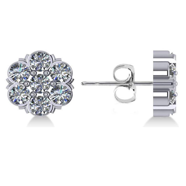 58499 Flower Shape 3.50 CT Round Cut Diamonds Stud Earring, 14K White Gold -  Harry Chad Enterprises