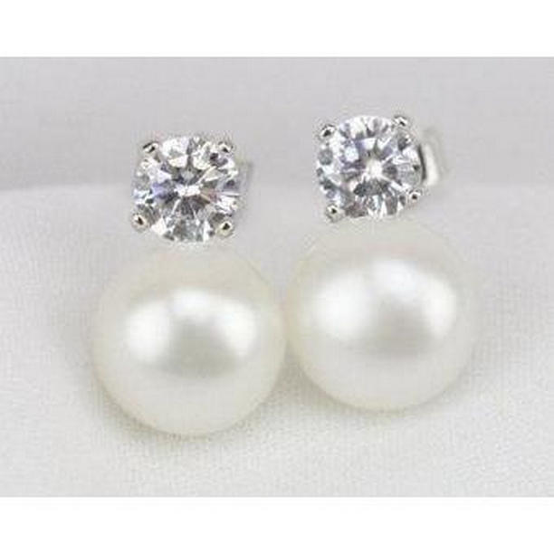 1 CT Round Diamond Stud Lady Pair Earring, 14K Solid White Gold