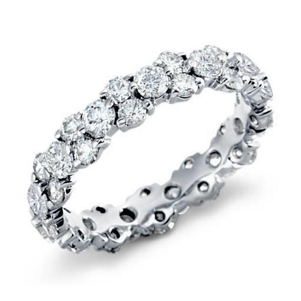 58531 3.25 CT Round Diamond Wedding Band, 14K White Gold - Size 6.5
