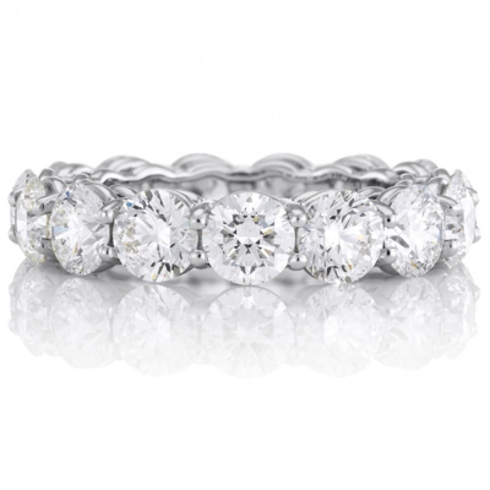 58535 White Gold Sparkling Round Cut 6 CT Diamond Wedding Band, Size 6.5