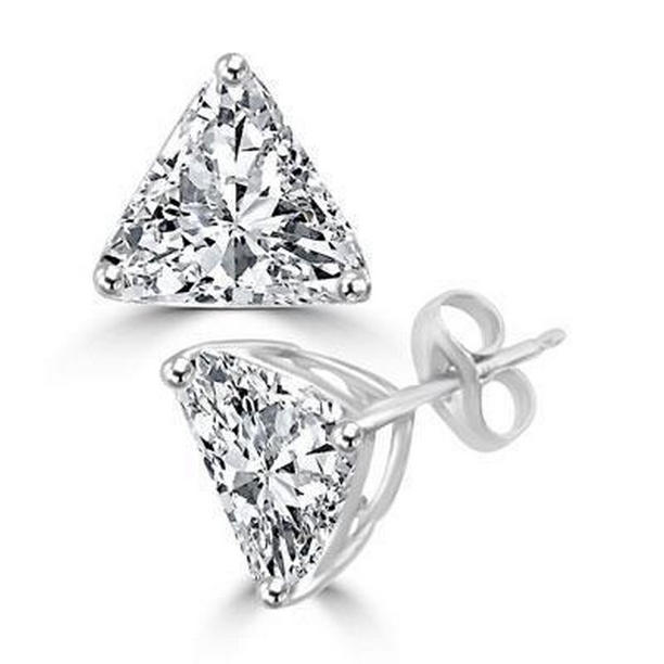 58544 Gorgeous Trilliant Cut Diamond 2 CT Stud Womens Earring, White Gold