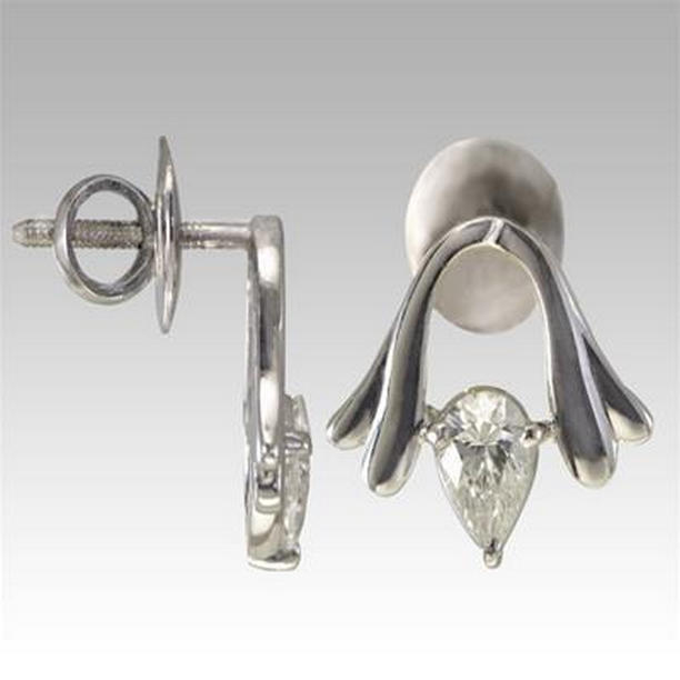 58551 1.80 CT Prong Set Pear Cut Diamond Ladies Stud Earring, White Gold