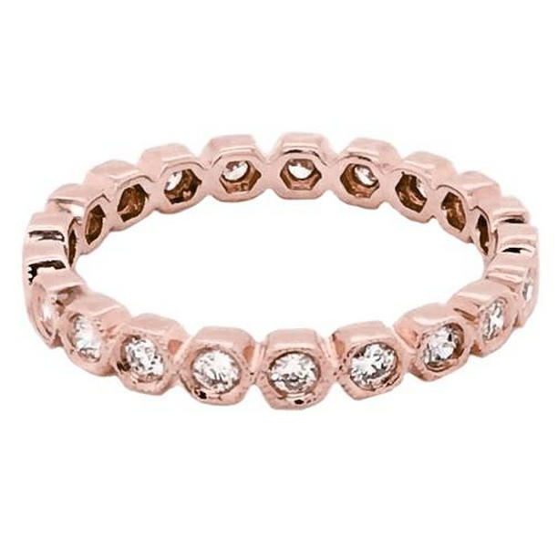58564 2.10 CT Bezel Setting Milgrain Eternity Band, Rose Gold - Size 6.5