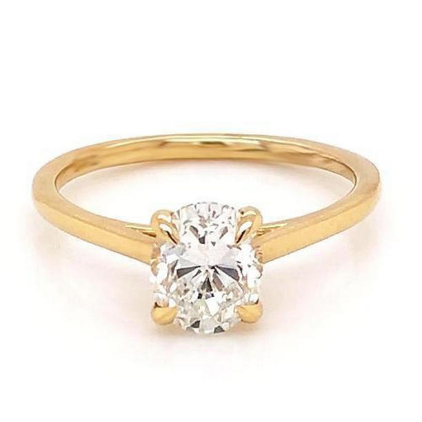Picture of Harry Chad Enterprises 58566 1 CT Oval Diamond Solitaire Ring&#44; Yellow Gold - Size 6.5