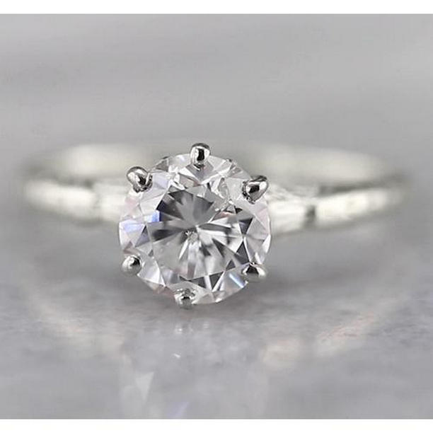58580 Solitaire 1 CT Prong Setting Diamond Ring, White Gold - Size 6.5