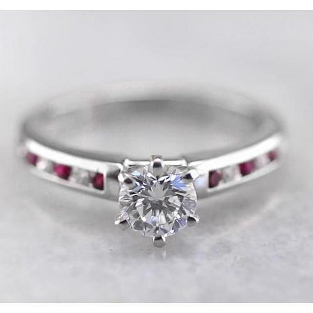 Round Diamond 1.50 CT 14K White Gold Channel Set Engagement Ring, Size 6.5