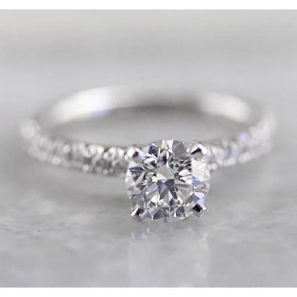 58586 2 CT Prong Set Diamond Engagement Ring, 14K White Gold - Size 6.5