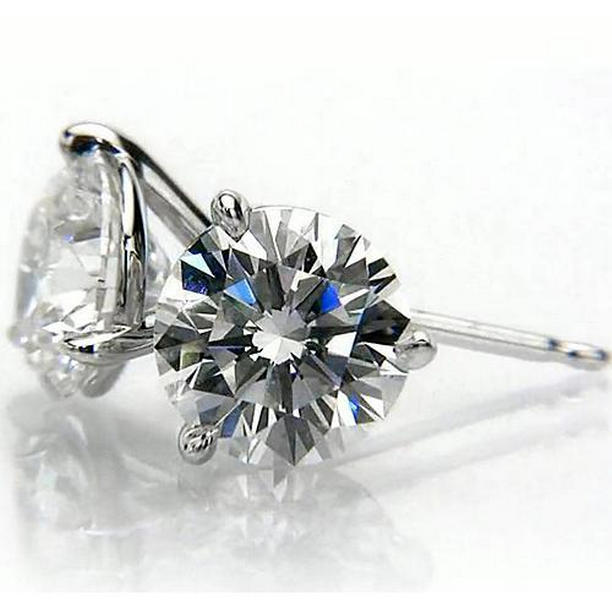 59711 1.50 CT Martini Round Diamond Stud Earrings, 14K White Gold