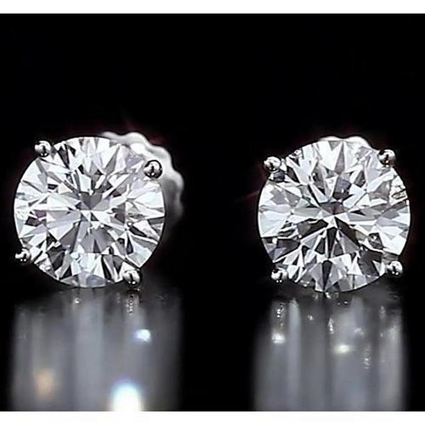 59714 Round 2 CT Prong Set Stud Earrings, 14K White Gold