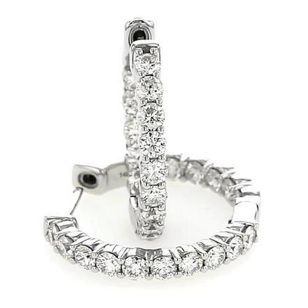 45 CT F Vs1 Hoop Round Diamond Earrings