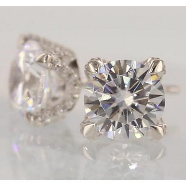 59728 2.5 CT Diamond Stud Earrings, White Gold