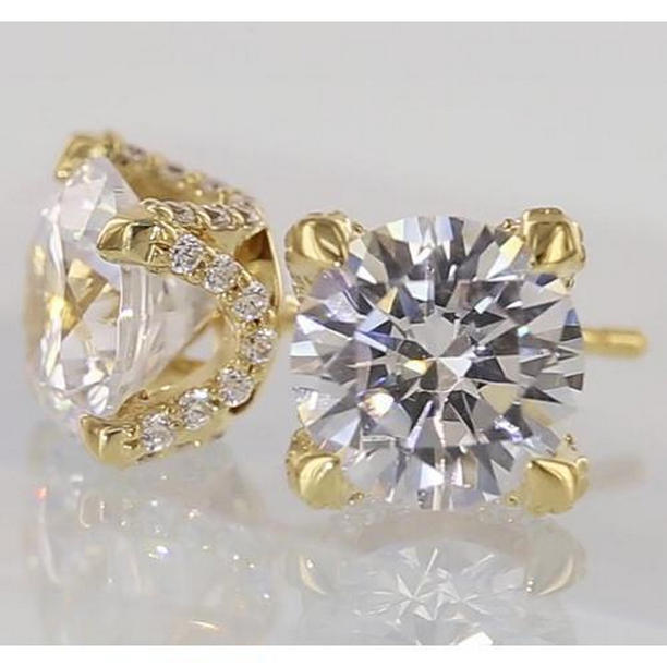 59730 2.80 CT 14K Yellow Gold Diamond Stud Earring