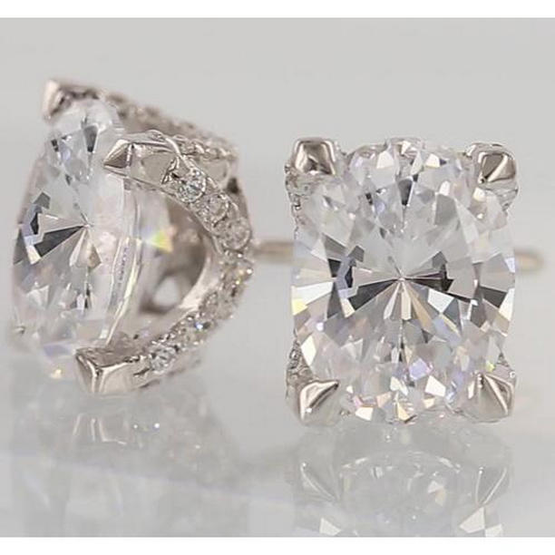 59736 2 CT Oval Diamond Stud Earring, 14K White Gold