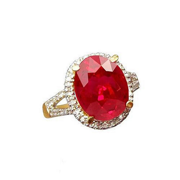 Picture of Harry Chad Enterprises 59752 6.50 CT Ruby & Fine Diamond Ring&#44; 14K Yellow Gold - Size 6.5