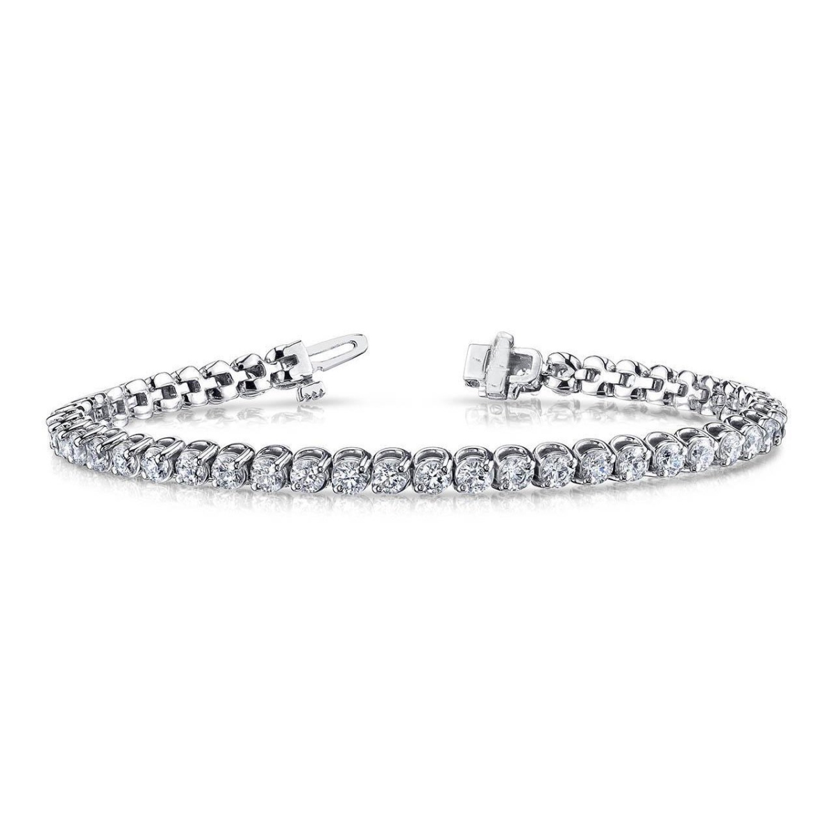 60630 7.36 CT Round Cut Diamond Solid Bracelet, 14K White Gold