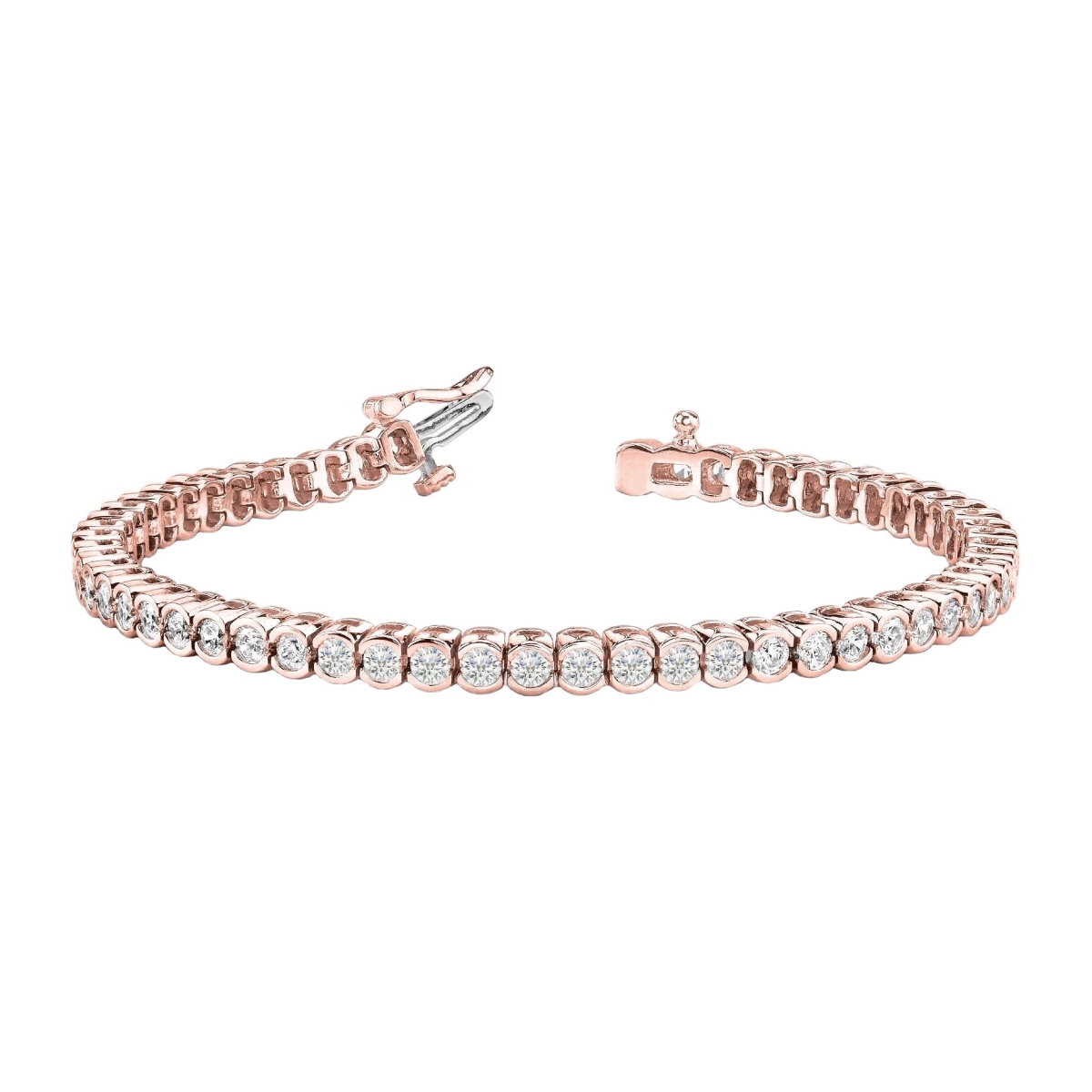 60648 5.60 CT Round Diamond Tennis Bracelet, 14K Rose Gold