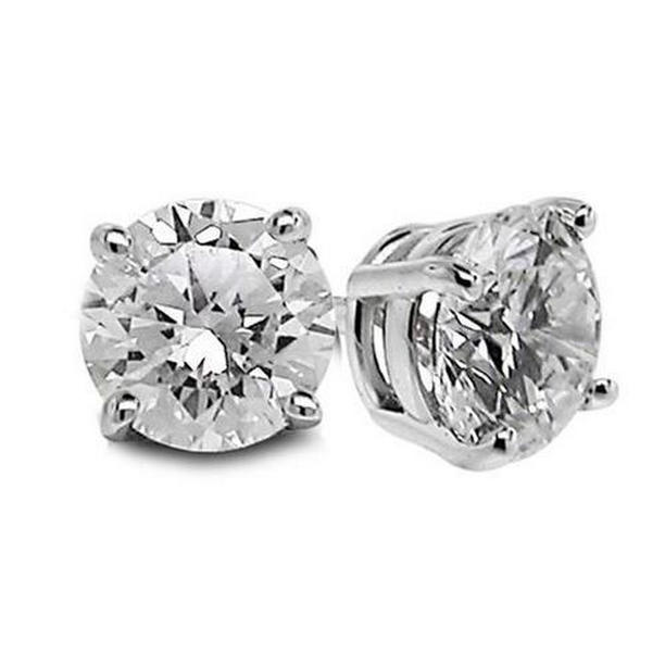 61302 1.90 CT Stud Womens Round 14K White Gold Diamond Earring Prong Set