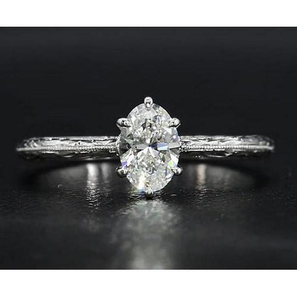 Picture of Harry Chad Enterprises 61320 Solitaire 1.50 CT Vintage Style Diamond Ring, 14K White Gold - Size 6.5