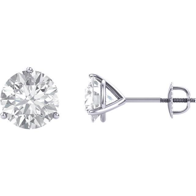 61343 2 CT Prong Setting Round 14K White Gold Diamond Stud Earring