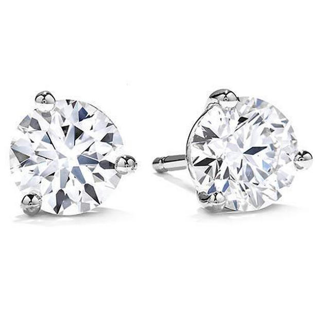 61354 2.10 CT Prong Setting Solitaire Round Diamond Stud Earring