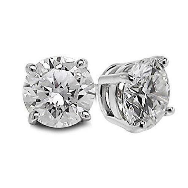 61360 2 CT Solid 14K White Gold Lady Fine Diamond Stud Earring