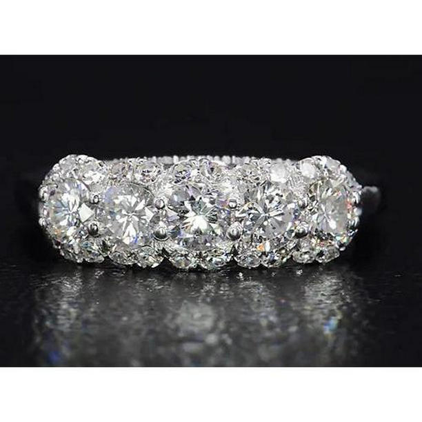 61384 4.50 CT Half Eternity Diamond Band, White Gold - Size 6.5