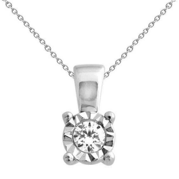 61394 1 CT Round Diamond Solid White Gold Lady Necklace Pendant