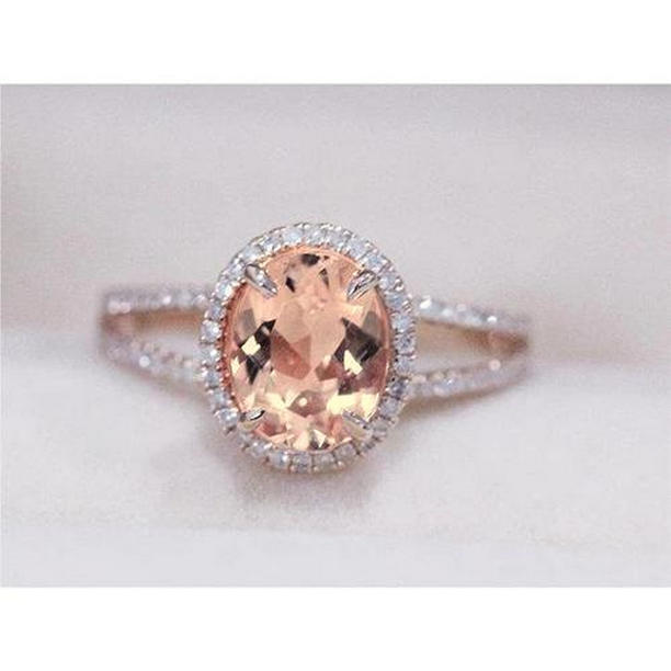 Picture of Harry Chad Enterprises 61970 Oval & Round Cut 19.75 CT Morganite with Diamonds Ring&#44; Two Tone Gold - Size 6.5