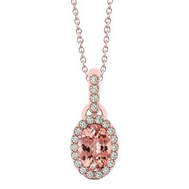 Picture of Harry Chad Enterprises 61979 31.25 CT Morganite & Diamonds Pendant Necklace&#44; Rose Gold
