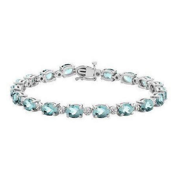 Picture of Harry Chad Enterprises 61987 29.50 CT Aquamarine & Diamonds Bracelet&#44; 14K White Gold
