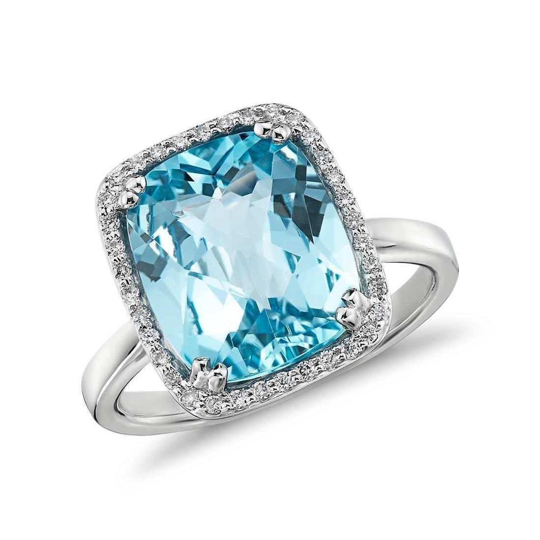 Aquamarine & Diamond 9.50 CT Wedding Ring, 14K Gold - Size 6.5
