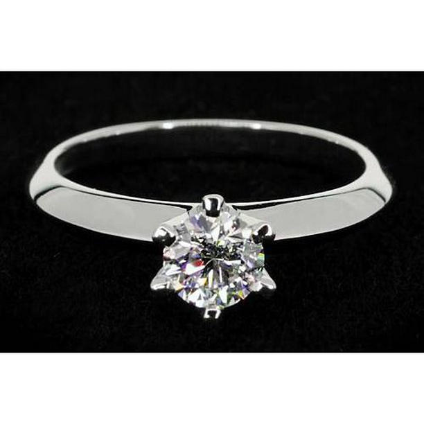 62010 1 CT Diamond Solitaire Round Promise Ring, 14K White Gold - Size 6.5